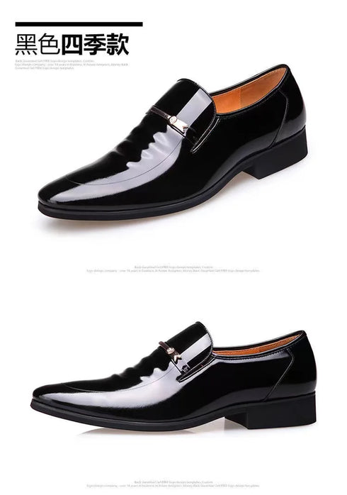 Elegant Breathable Oxford Leather Shoes for Men - Perfect Formal Flats for Office, Weddings, and Daily Wear - Comfortable Slip-On Design with Pointed Toe and Rubber Outsole